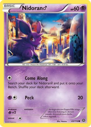 Nidoran M 043/114  - Reverse Holofoil XY  Steam Siege - Common