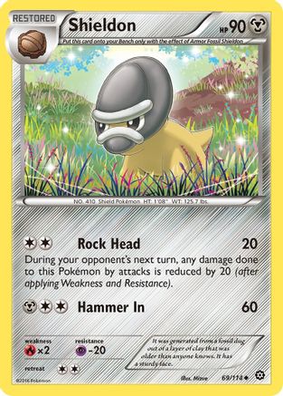 Shieldon 069/114  - Reverse Holofoil XY  Steam Siege - Uncommon