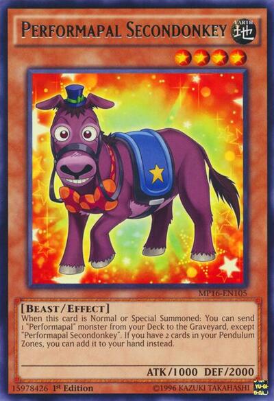 Performapal Secondonkey (MP16-EN105) [2016 Mega-Tins Mega Pack]