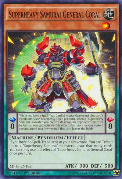 Superheavy Samurai General Coral (MP16-EN182) [2016 Mega-Tins Mega Pack]