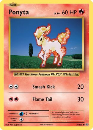 Ponyta 019/108  - Reverse Holofoil XY  Evolutions - Common