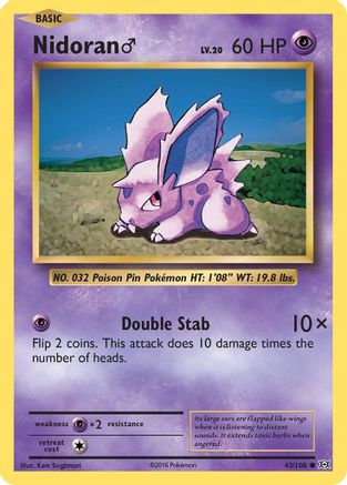 Nidoran M 043/108  - Reverse Holofoil XY  Evolutions - Common