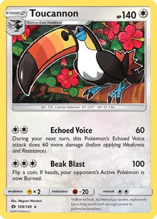 Toucannon 108/149  - Reverse Holofoil SM Base Set - Rare