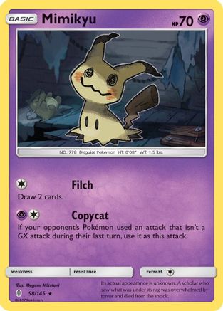 Mimikyu 058/145  - Holofoil SM  Guardians Rising - Holo Rare