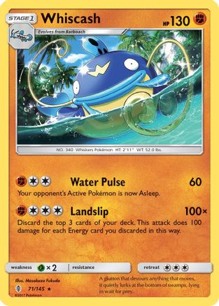 Whiscash 071  - Reverse Holofoil SM  Guardians Rising - Rare