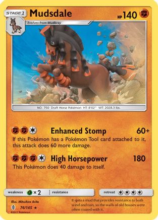 Mudsdale 076/145  - Reverse Holofoil SM  Guardians Rising - Holo Rare