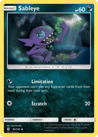 Sableye 080/145  - Reverse Holofoil SM  Guardians Rising - Uncommon