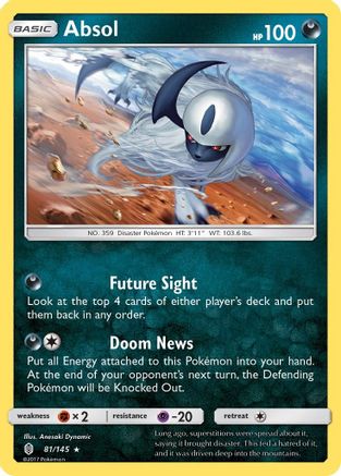 Absol 081/145  - Holofoil SM  Guardians Rising - Holo Rare