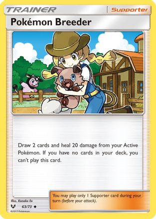 Pokemon Breeder 063/73  - Reverse Holofoil Shining Legends - Uncommon