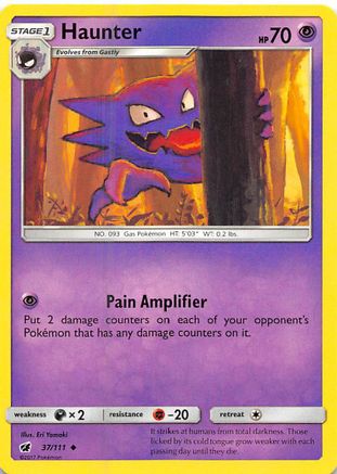 Haunter 037/111  - Reverse Holofoil SM  Crimson Invasion - Uncommon