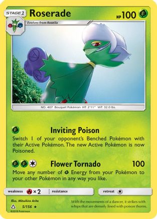 Roserade 005/156  - Reverse Holofoil SM  Ultra Prism - Rare
