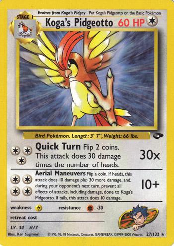 Koga's Pidgeotto 027/132  - Unlimited Gym Challenge - Rare