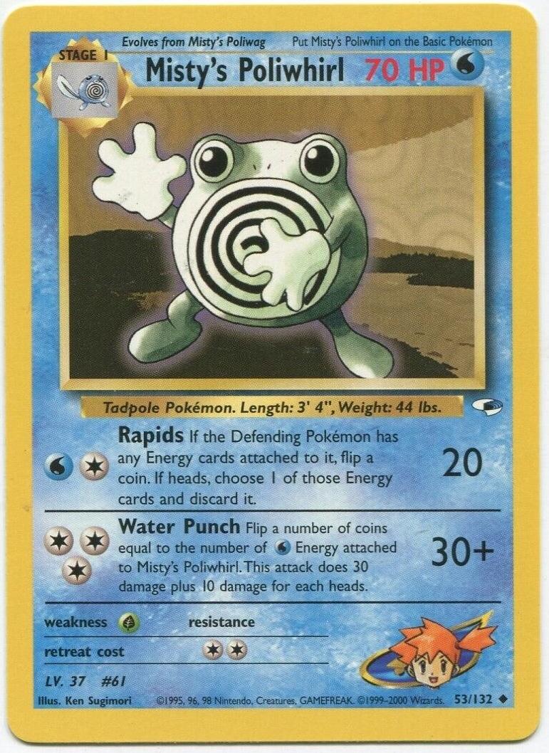 Misty's Poliwhirl 053/132  - Unlimited Gym Heroes - Uncommon
