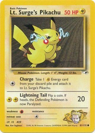 Lt. Surge's Pikachu 081/132  - Unlimited Gym Heroes - Common
