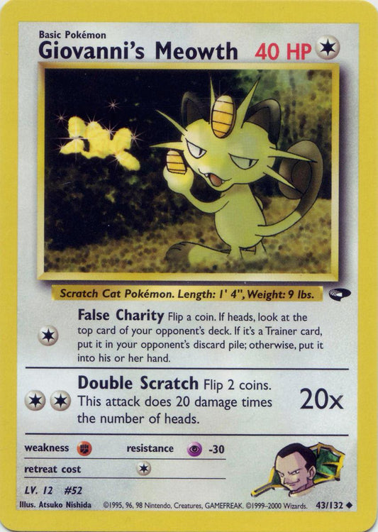 Giovanni's Meowth (43) 043/132  - Unlimited Gym Challenge - Uncommon