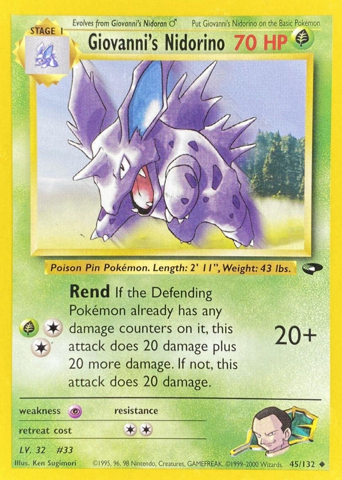 Giovanni's Nidorino 045/132  - Unlimited Gym Challenge - Uncommon