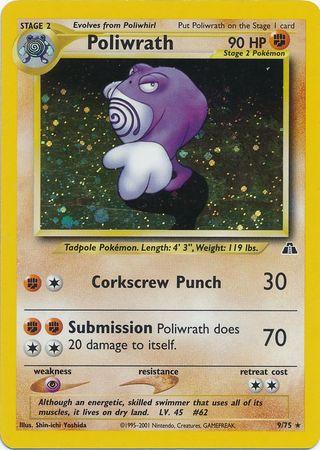Poliwrath (9) 009/75  - Unlimited Holofoil Neo Discovery - Holo Rare