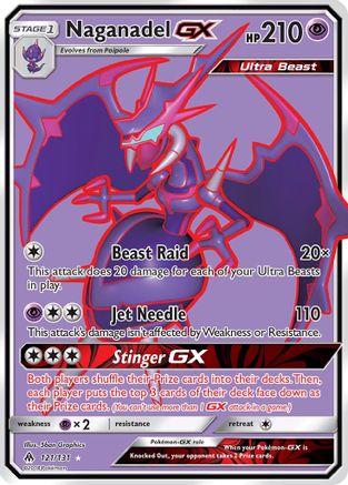 Naganadel GX (Full Art) 121  - Holofoil SM  Forbidden Light - Ultra Rare
