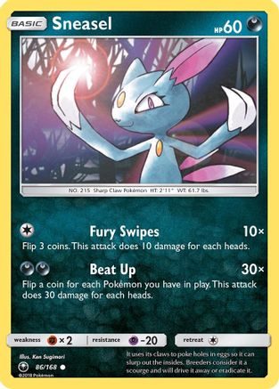 Sneasel 086/168  - Reverse Holofoil SM  Celestial Storm - Common