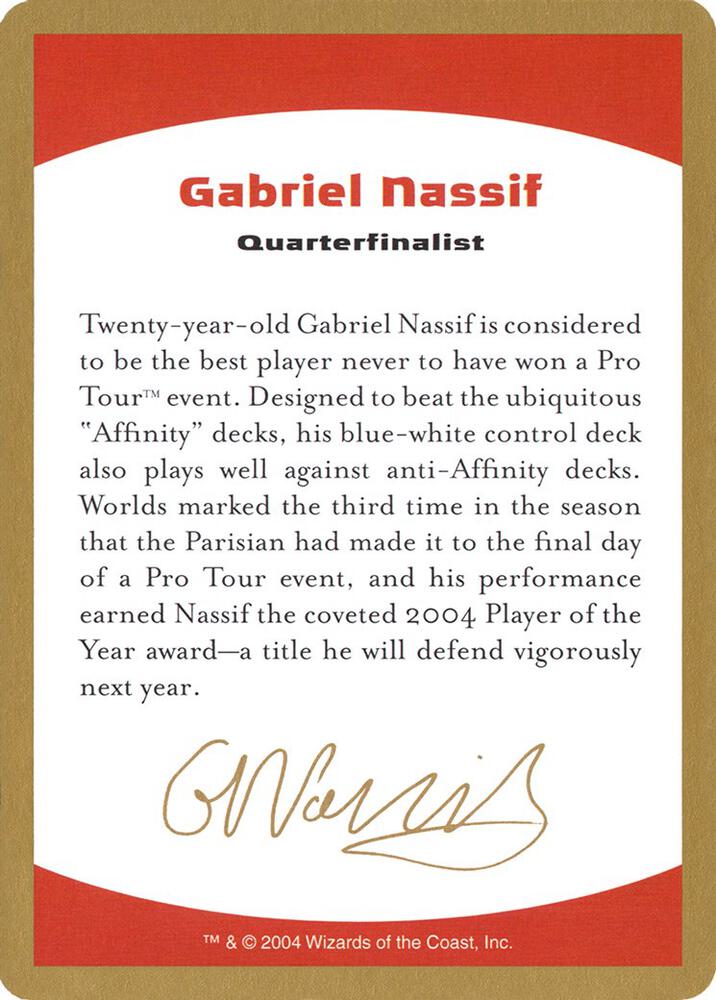 2004 Gabriel Nassif Biography Card [World Championship Decks]