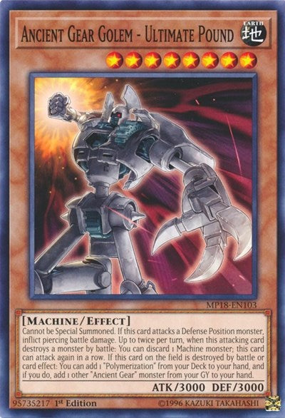 Ancient Gear Golem - Ultimate Pound (MP18-EN103) [2018 Mega-Tins Mega Pack]