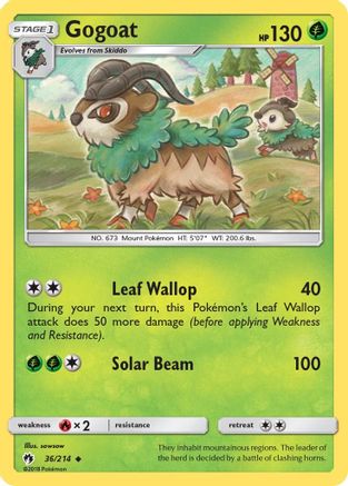 Gogoat 036  - Reverse Holofoil SM  Lost Thunder - Uncommon