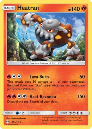Heatran 048  - Holofoil SM  Lost Thunder - Holo Rare