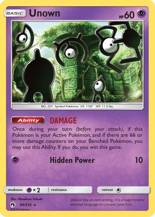 Unown (90) 090/214  - Reverse Holofoil SM  Lost Thunder - Rare