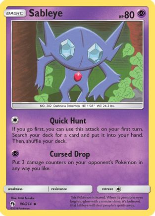Sableye 096/214  - Reverse Holofoil SM  Lost Thunder - Uncommon