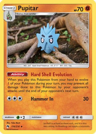 Pupitar 116/214  - Reverse Holofoil SM  Lost Thunder - Uncommon