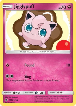 Jigglypuff 133/214  - Reverse Holofoil SM  Lost Thunder - Common