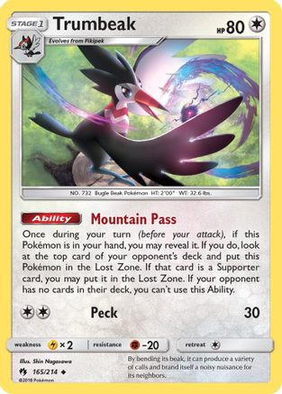 Trumbeak 165/214  - Reverse Holofoil SM  Lost Thunder - Uncommon