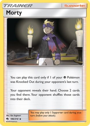 Morty 186/214  - Reverse Holofoil SM  Lost Thunder - Uncommon