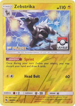 Zebstrika 082/214  - Reverse Holofoil League & Championship Cards - Promo
