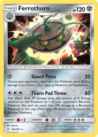 Ferrothorn 103  - Reverse Holofoil SM  Team Up - Rare