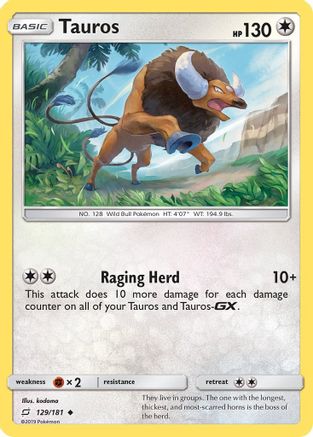 Tauros 129  SM  Team Up - Uncommon
