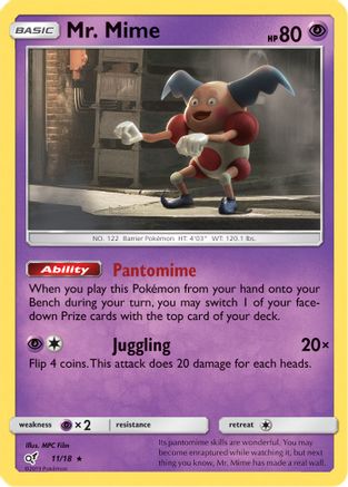 Mr. Mime 011/18  - Holofoil Detective Pikachu - Rare