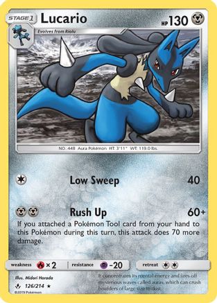 Lucario 126/214  - Reverse Holofoil SM  Unbroken Bonds - Holo Rare