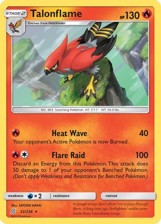 Talonflame 032  - Reverse Holofoil SM  Unified Minds - Rare