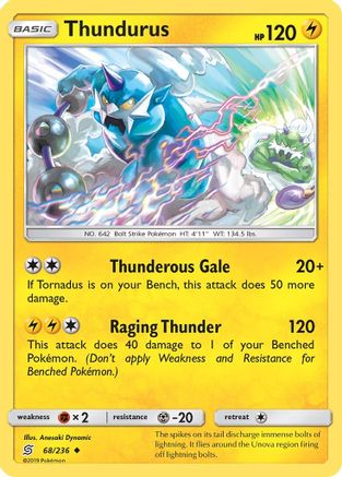 Thundurus 068/236  - Reverse Holofoil SM  Unified Minds - Uncommon