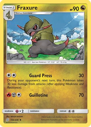 Fraxure 155/236  - Reverse Holofoil SM  Unified Minds - Uncommon