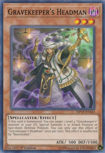 Gravekeeper's Headman (MP19-EN163) [2019 Gold Sarcophagus Tin Mega Pack]