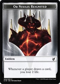Emblem - Ob Nixilis Reignited // Zombie (010) Double-Sided Token (29 // 10) [Commander 2019]
