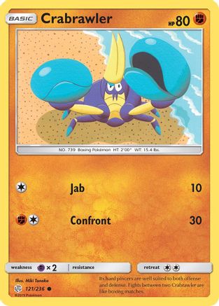Crabrawler 121  - Reverse Holofoil SM  Cosmic Eclipse - Common