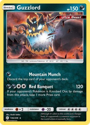 Guzzlord 136/236  - Reverse Holofoil SM  Cosmic Eclipse - Holo Rare