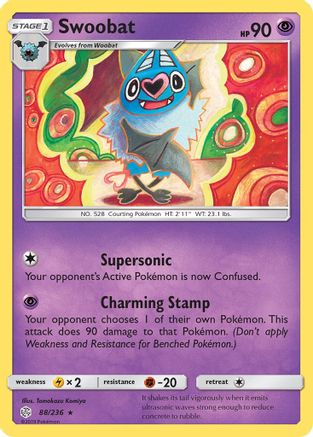 Swoobat 088/236  - Reverse Holofoil SM  Cosmic Eclipse - Rare