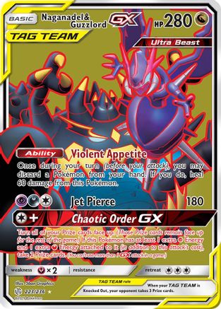 Naganadel & Guzzlord GX (Full Art) 223  - Holofoil SM  Cosmic Eclipse - Ultra Rare
