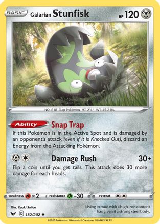 Galarian Stunfisk 132/202  - Reverse Holofoil SWSH01 Sword & Shield Base Set - Uncommon