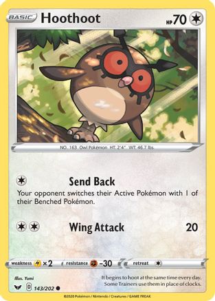 Hoothoot 143/202  SWSH01 Sword & Shield Base Set - Common
