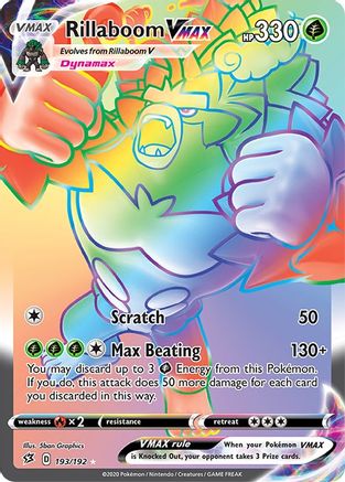 Rillaboom VMAX (Secret) 193  - Holofoil SWSH02 Rebel Clash - Secret Rare